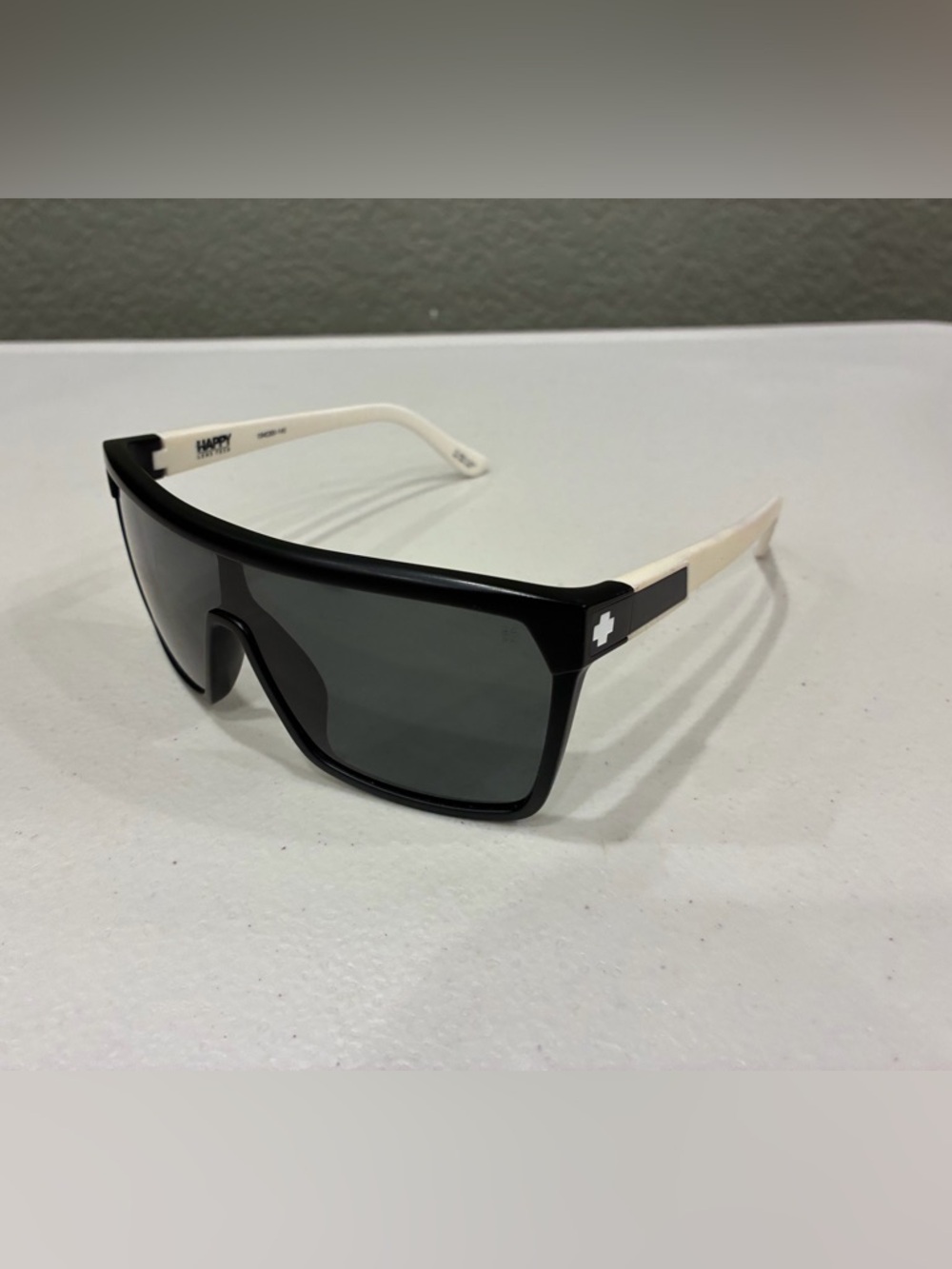 SPY Optic FLYNN Sunglasses Black/White Grey Lens Light Scratches